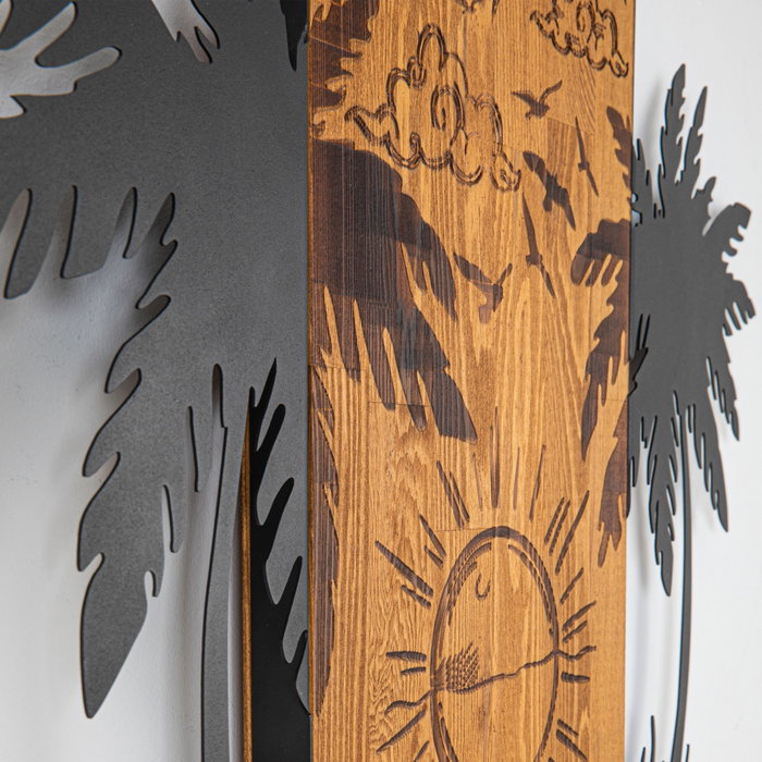 Wallity Hawaii Accesorio Decorativo de Pared Negro y Nogal